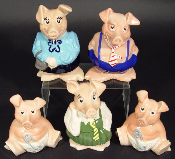 Appraisal: Five hand painted Wade NatWest pig money banks each with