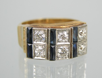 Appraisal: A Vintage Sapphire and Diamond Ring k yellow gold ring