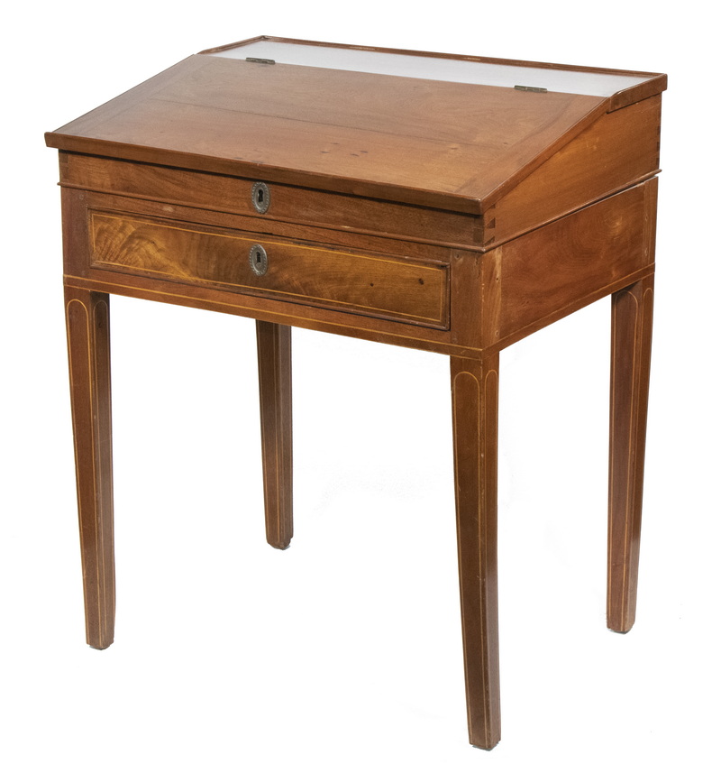 Appraisal: SLANT LID LADY'S DESK English School Mistress Desk in mahogany