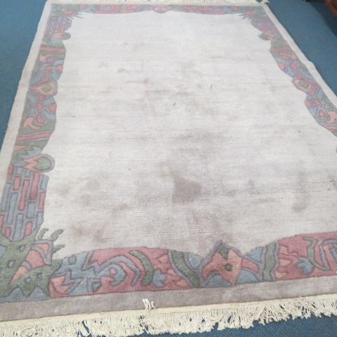 Appraisal: Chinese Sculptured Wool Rug floral border on silver grey field