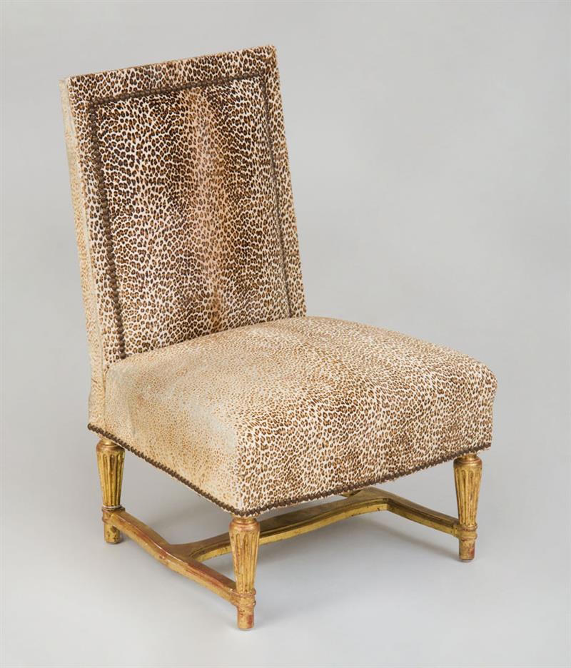 Appraisal: GILTWOOD AND UPHOLSTERED ELSIE DE WOLFE SLIPPER CHAIR DESIGNED BY