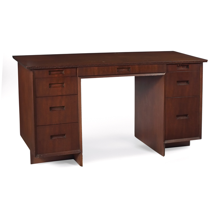 Appraisal: Frank Lloyd Wright desk manufactured by Heritage Henredon rectangular top