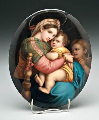 Appraisal: Continental porcelain plaque Madonna della Seggiola after the work by