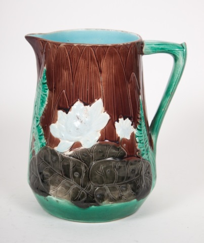 Appraisal: Joseph Holdcroft majolica jug late th century floral fern and