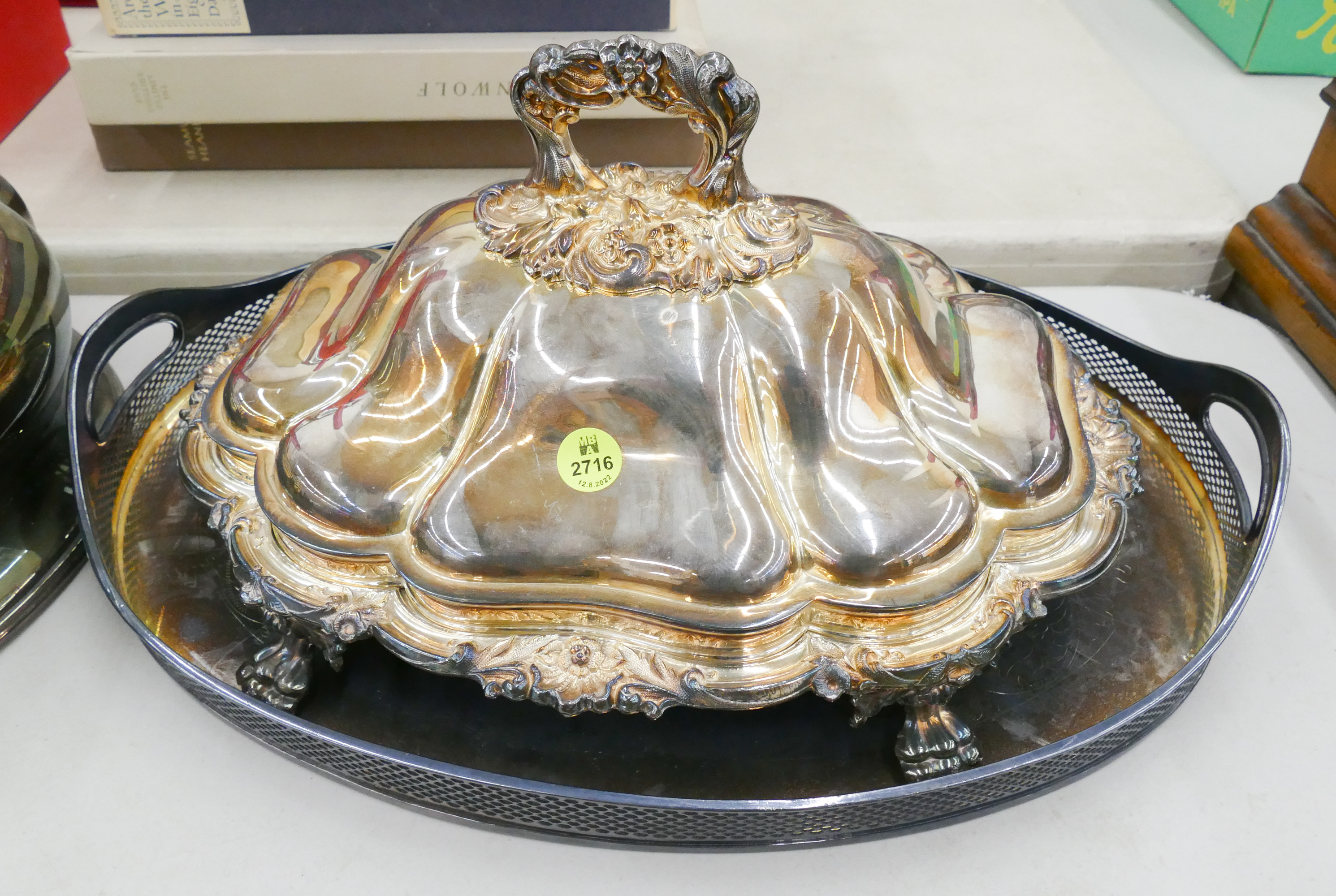 Appraisal: pc Sheffield Plate Covered Server and Tray- '' and ''