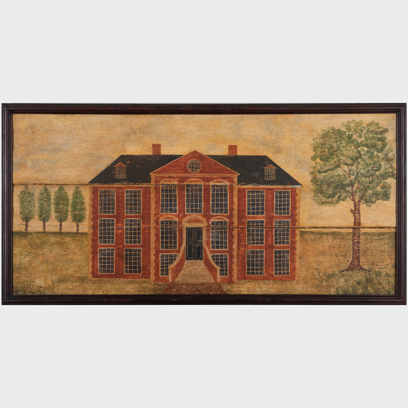 Appraisal: th Century School Folk Painting of a Georgian House Oil