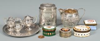 Appraisal: Small silver items plus enamel boxes Group of small silver