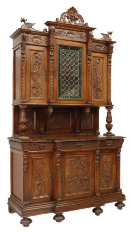 Appraisal: Italian Renaissance Revival carved walnut sideboard late th c having