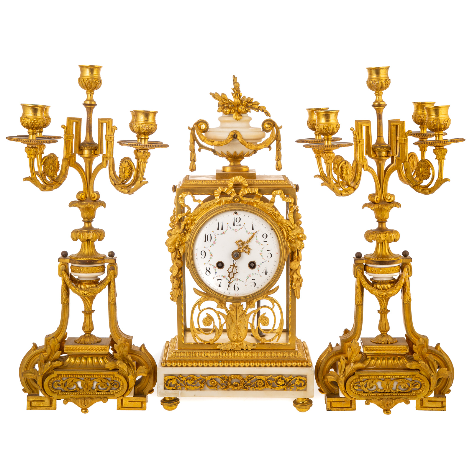 Appraisal: NAPOLEON III CLOCK GARNITURE Circa s three pieces gilt bronze