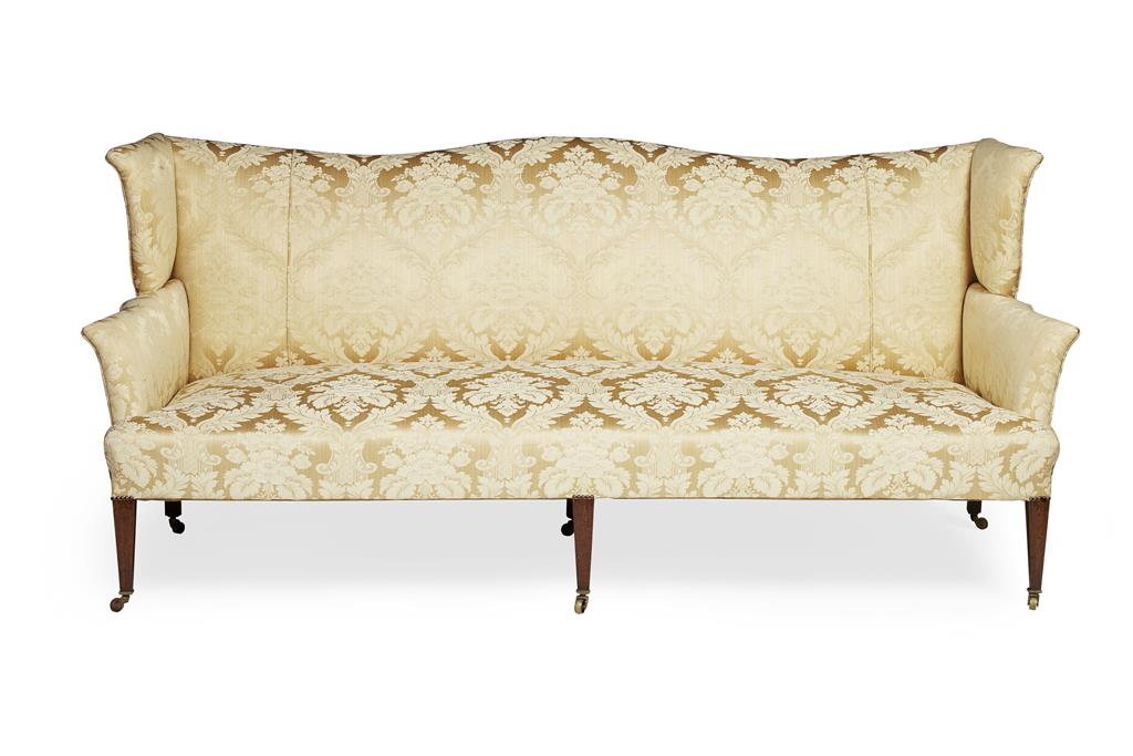 Appraisal: LARGE GEORGE III STYLE WING BACK SOFA EARLY TH CENTURY