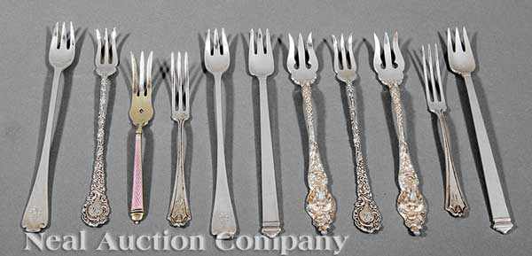 Appraisal: A Group of Miscellaneous Sterling Silver Cocktail Forks Strawberry Forks