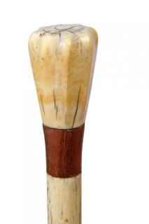 Appraisal: Nautical Whalebone Cane- Ca - A whale s tooth carved