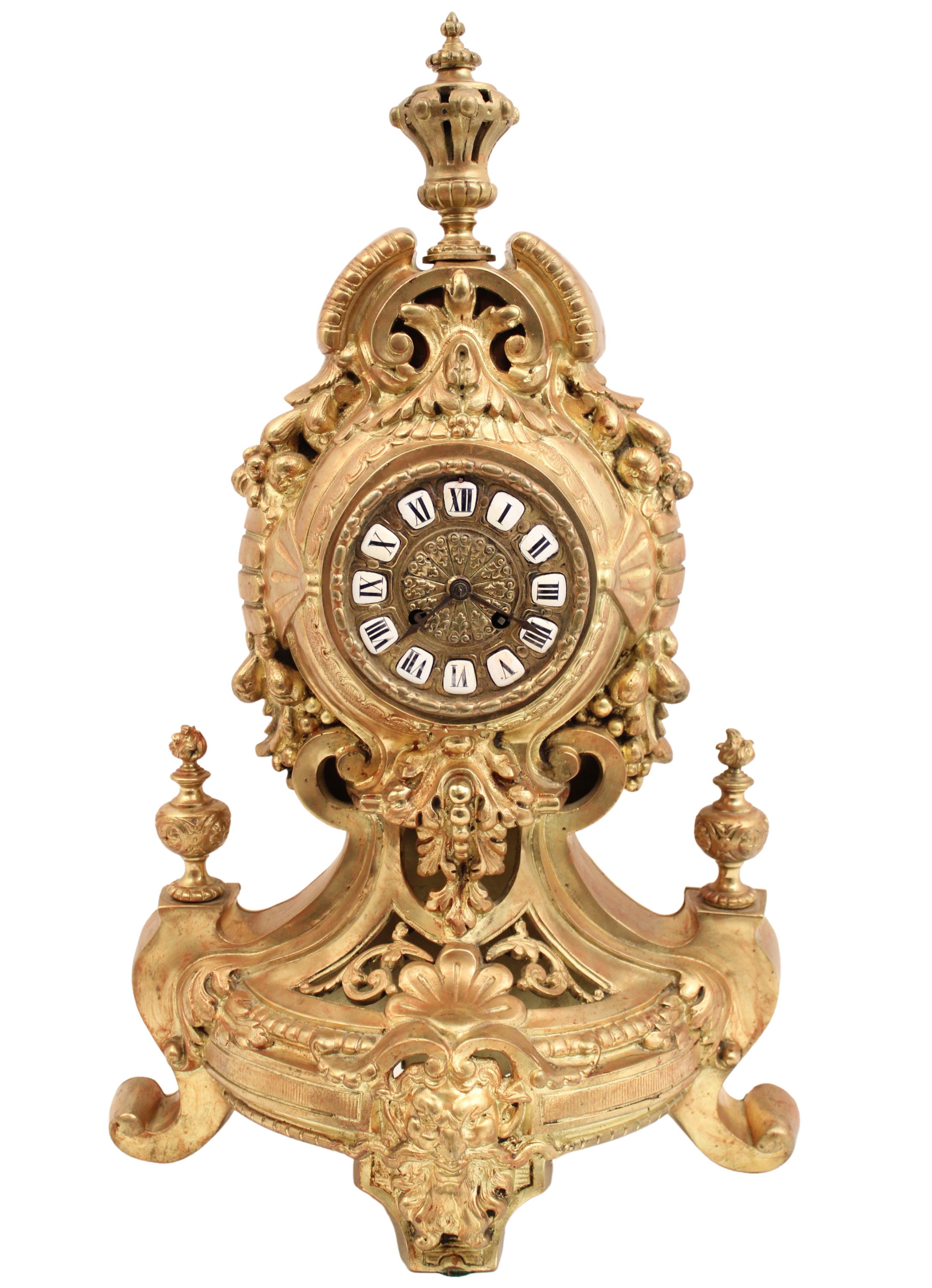 Appraisal: FRENCH GILT BRONZE CLOCK French gilt bronze clock having crown