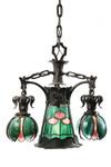 Appraisal: ART NOUVEAU LEADED GLASS CHANDELIER - Floral Themed Bronze Chandelier