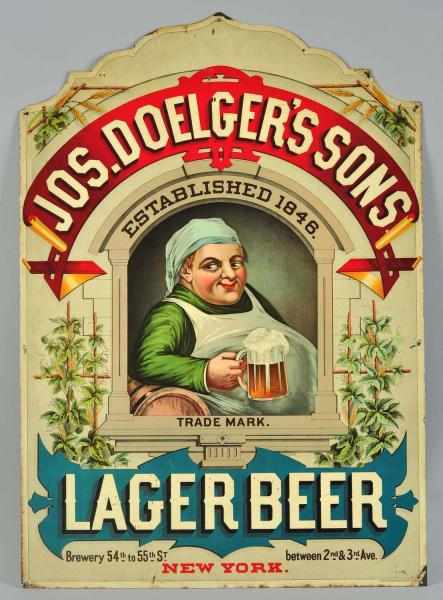 Appraisal: Tin Jos Doelger's Sons Lager Beer Sign Description Beautiful image