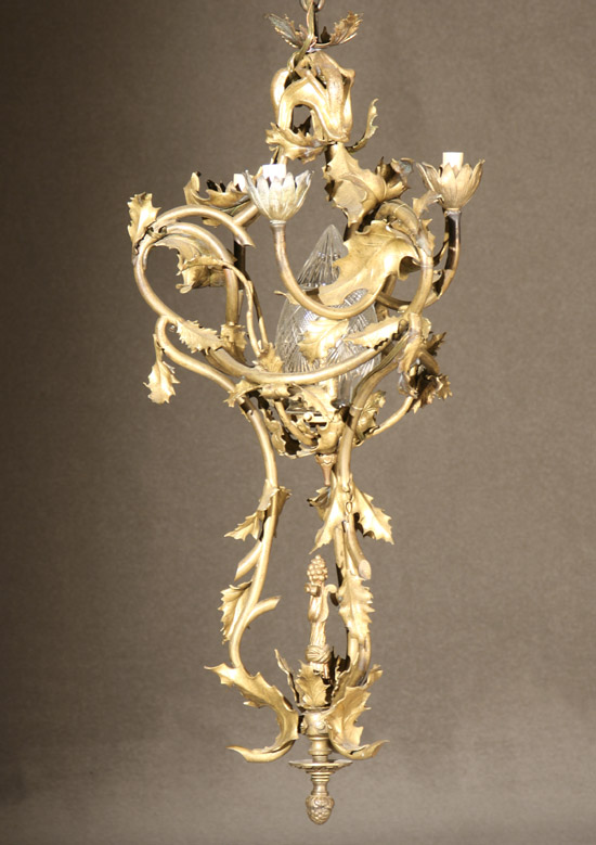 Appraisal: Continental Rococo Style Ormolu Four-Light Chandelier Late th-Early th Century