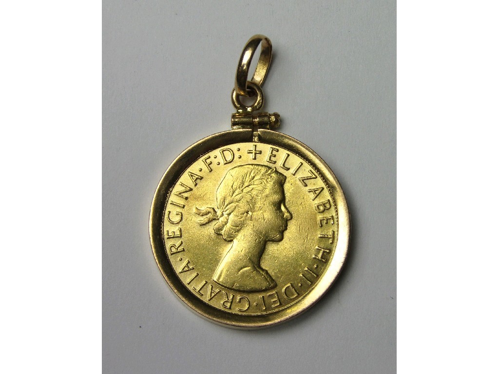 Appraisal: Queen Elizabeth head sovereign dated in pendant mount