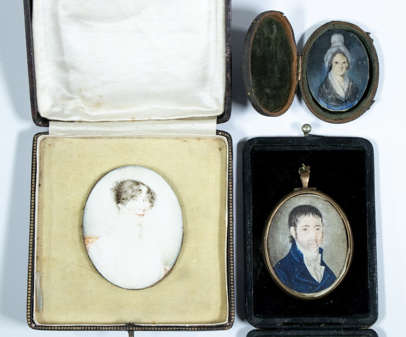 Appraisal: EARLY TH C MINIATURE WATERCOLOR ON IVORY PORTRAITS BY JOHN