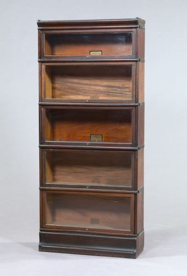 Appraisal: American Globe-Wernicke Company Oak Stacking Bookcase ca each section with