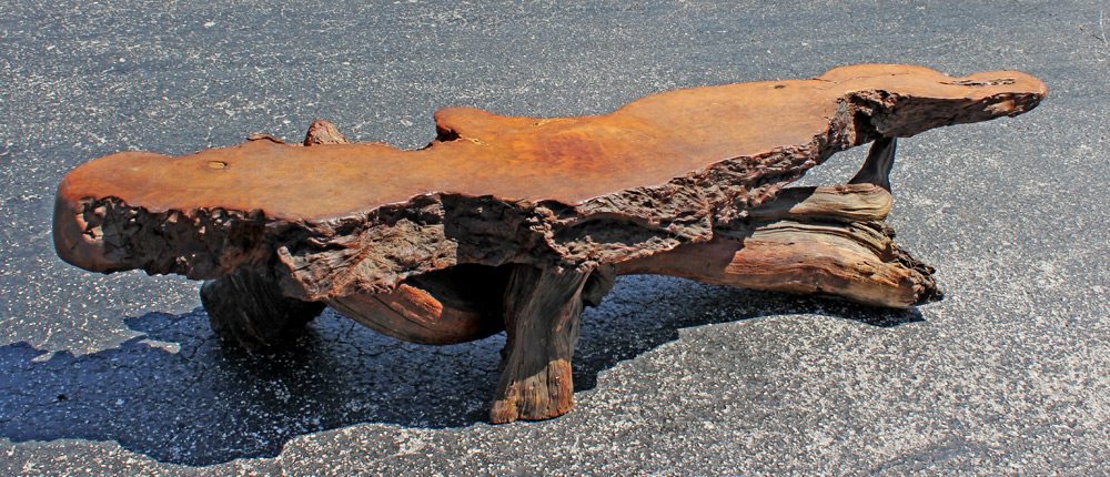 Appraisal: BURLWOOD COFFEE TABLE Top from single large piece of burl