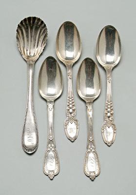 Appraisal: Tiffany silver flatware six sterling Broom Corn pattern teaspoons monogram