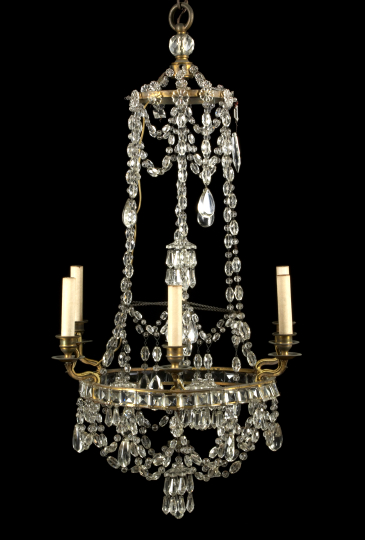 Appraisal: Attractive Swedish Gilt-Brass and Cut Glass Six-Light Chandelier first quarter