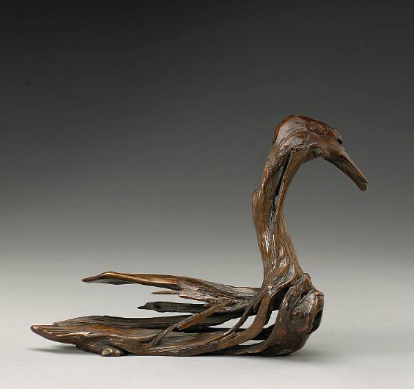 Appraisal: A rootwood figure of a bird The driftwood-like section possibly