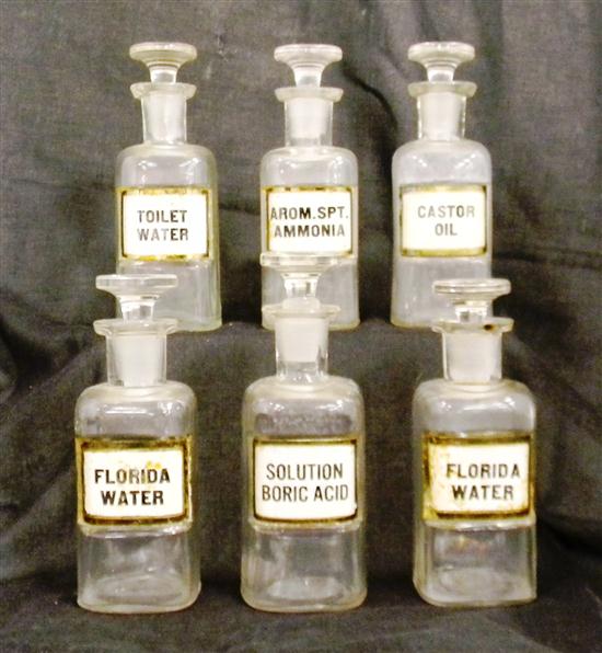 Appraisal: Six apothecary bottles labeled ''Florida Water '' ''Toilet Water ''