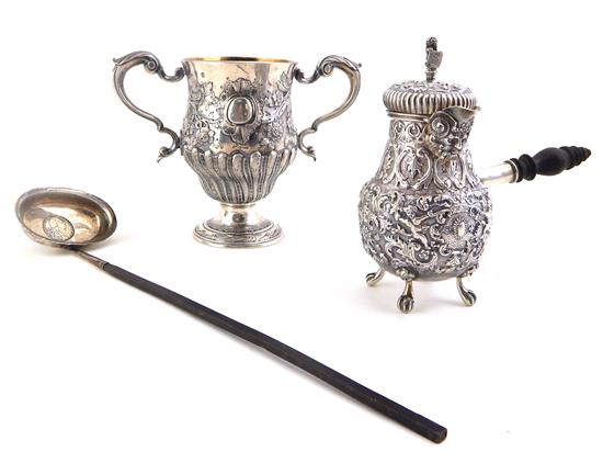 Appraisal: STERLING Three pieces of th C Continental sterling silver footed