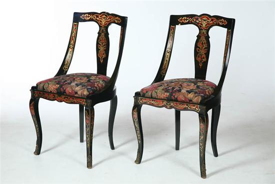 Appraisal: SET OF SIX SIDE CHAIRS Twentieth century wood fabric Faux