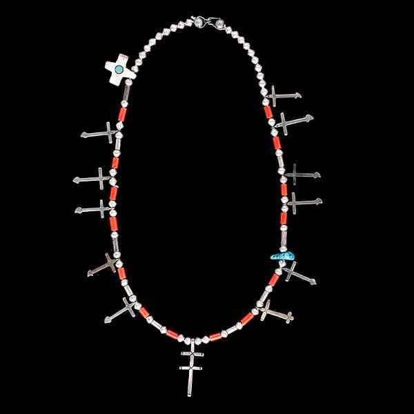 Appraisal: Pueblo Cross Necklace Collected by Virginia Doneghy - with twelve