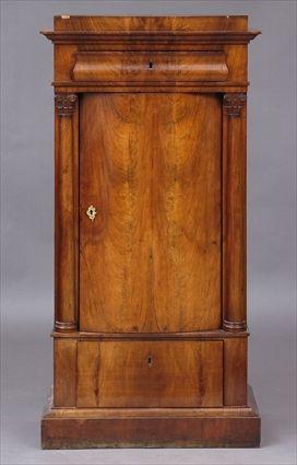 Appraisal: BIEDERMEIER MAHOGANY SIDE CABINET The stepped top above an ogival