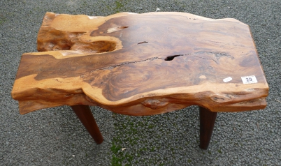 Appraisal: Mid Century Timber topped coffee table