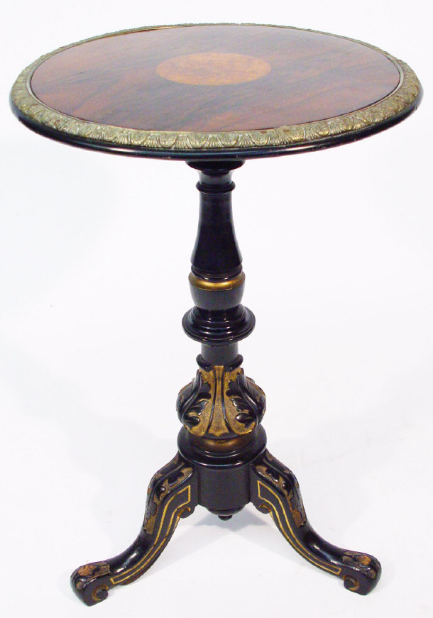 Appraisal: Victorian circular rosewood occasional table the top with brass banding