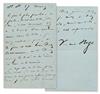 Appraisal: HUGO VICTOR Autograph Letter Signed to an unnamed recipient Mademoiselle