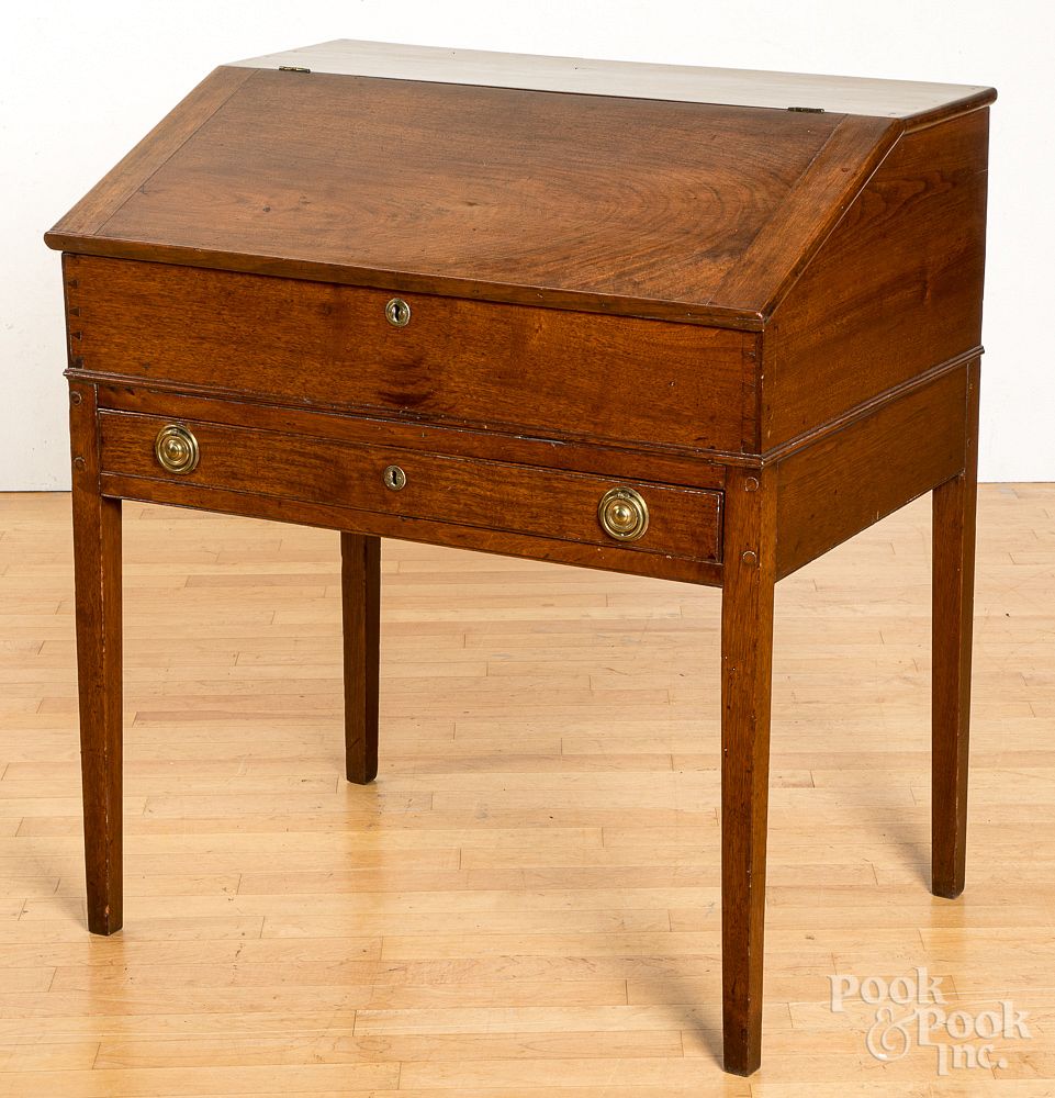 Appraisal: Pennsylvania walnut schoolmasters desk Pennsylvania walnut schoolmasters desk ca h