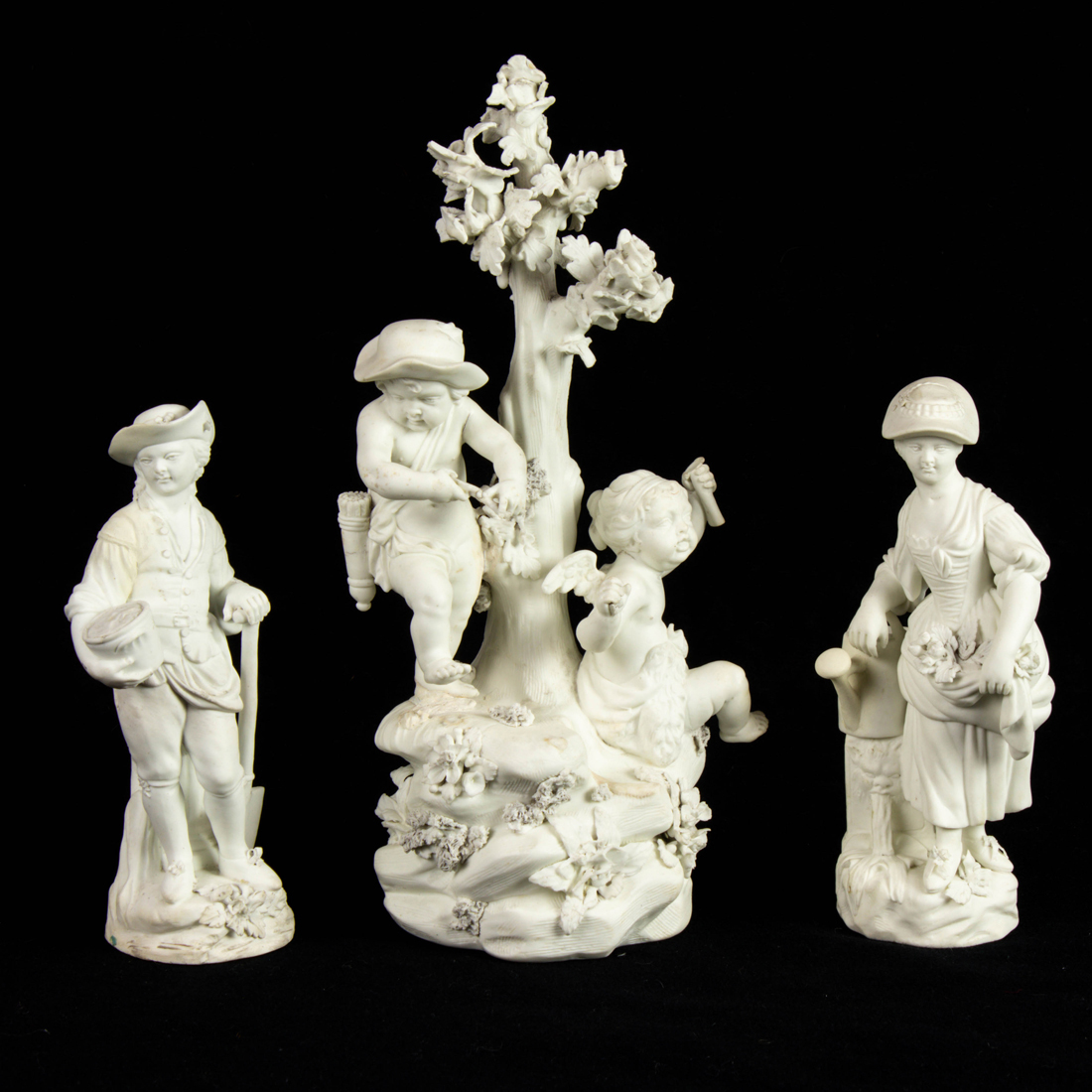 Appraisal: Lot of Derby biscuit porcelain figures comprising allegorical group of