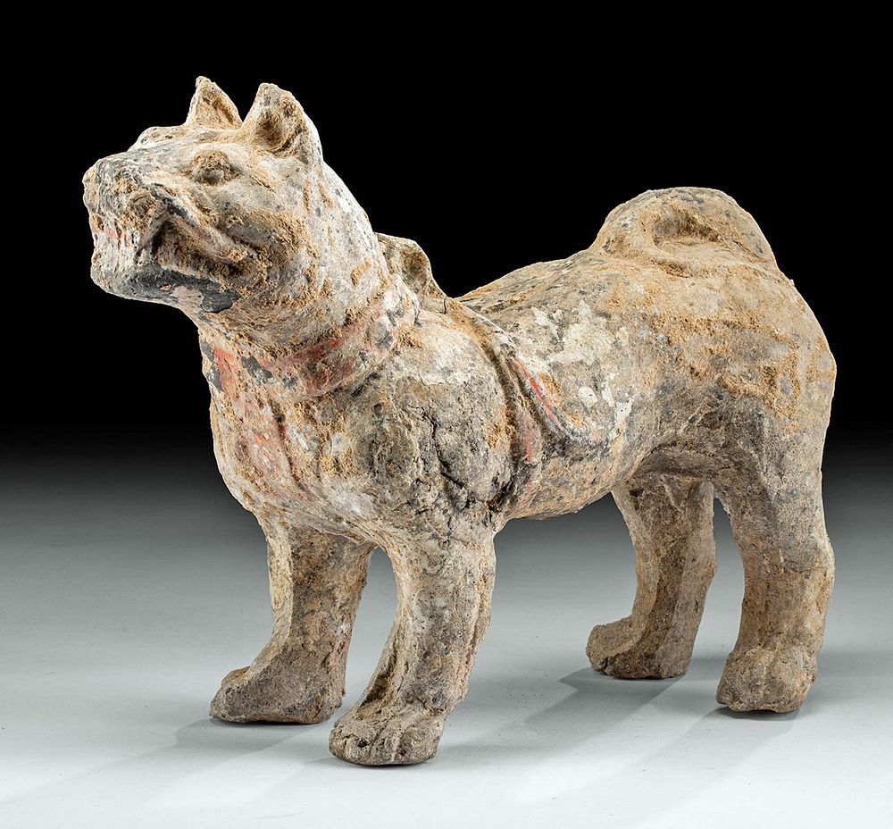 Appraisal: Chinese Han Dynasty Terracotta Dog Figure Originally Listed At East