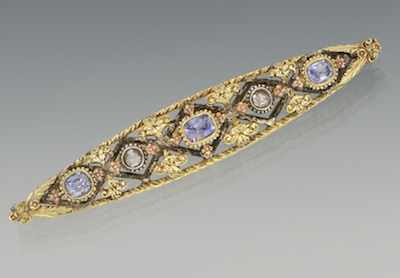 Appraisal: A Victorian Pin Set with Sapphires and Diamonds ca -