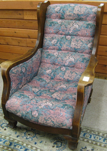 Appraisal: OAK WINGBACK ARMCHAIR AND MATCHING ROCKER American c with matching