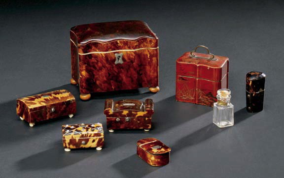 Appraisal: English Chocolate Tortoiseshell Oblong Serpentine-Front Tea Box second quarter th