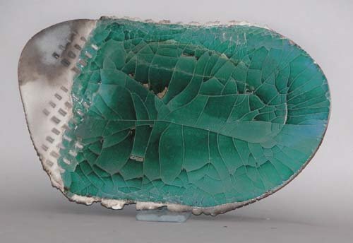 Appraisal: Metallic Leaf Platter Ceramic on Ceramic Smith Nancy x x