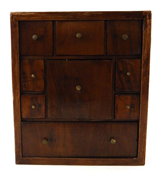 Appraisal: th C apothecary chest or spice cabinet mahogany and mahogany