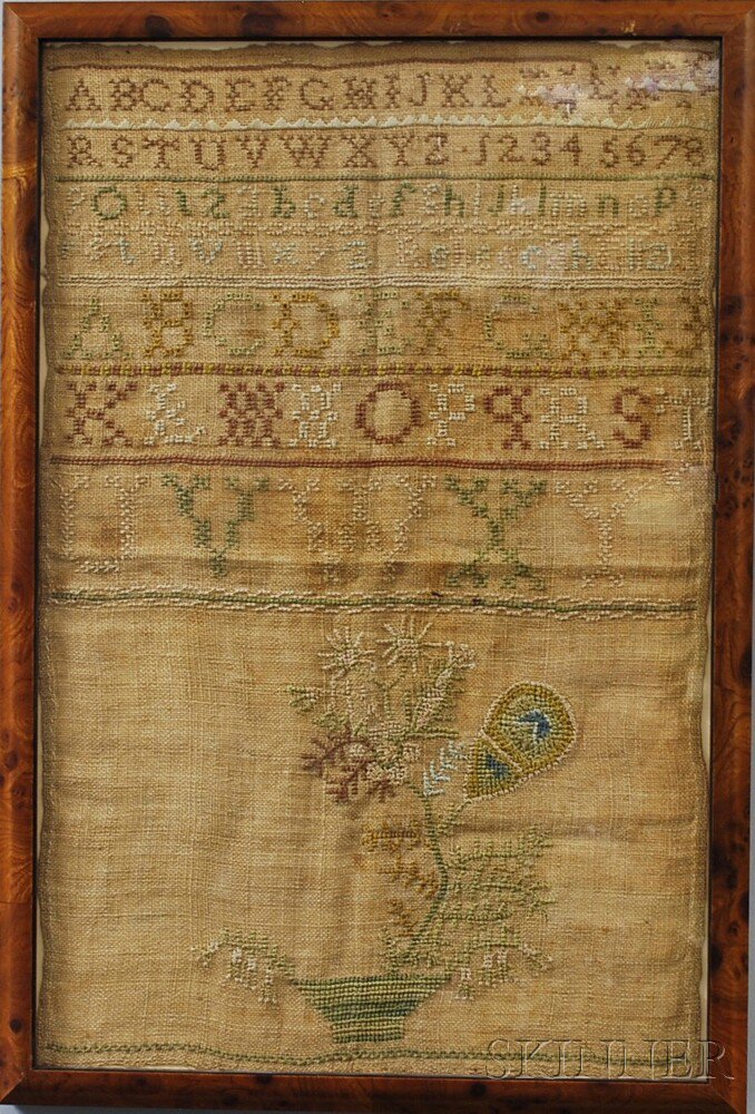 Appraisal: Needlework Sampler Rebecca Eliza early th century worked with silk