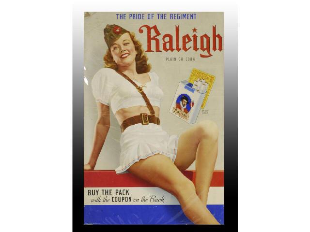 Appraisal: Raleigh Cigarettes Cardboard Poster Description s to s Some minor