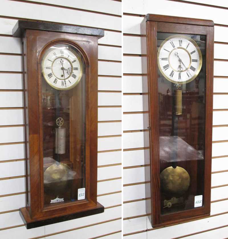 Appraisal: TWO VIENNA ONE-WEIGHT REGULATOR WALL CLOCKS one by Gebruder Resch