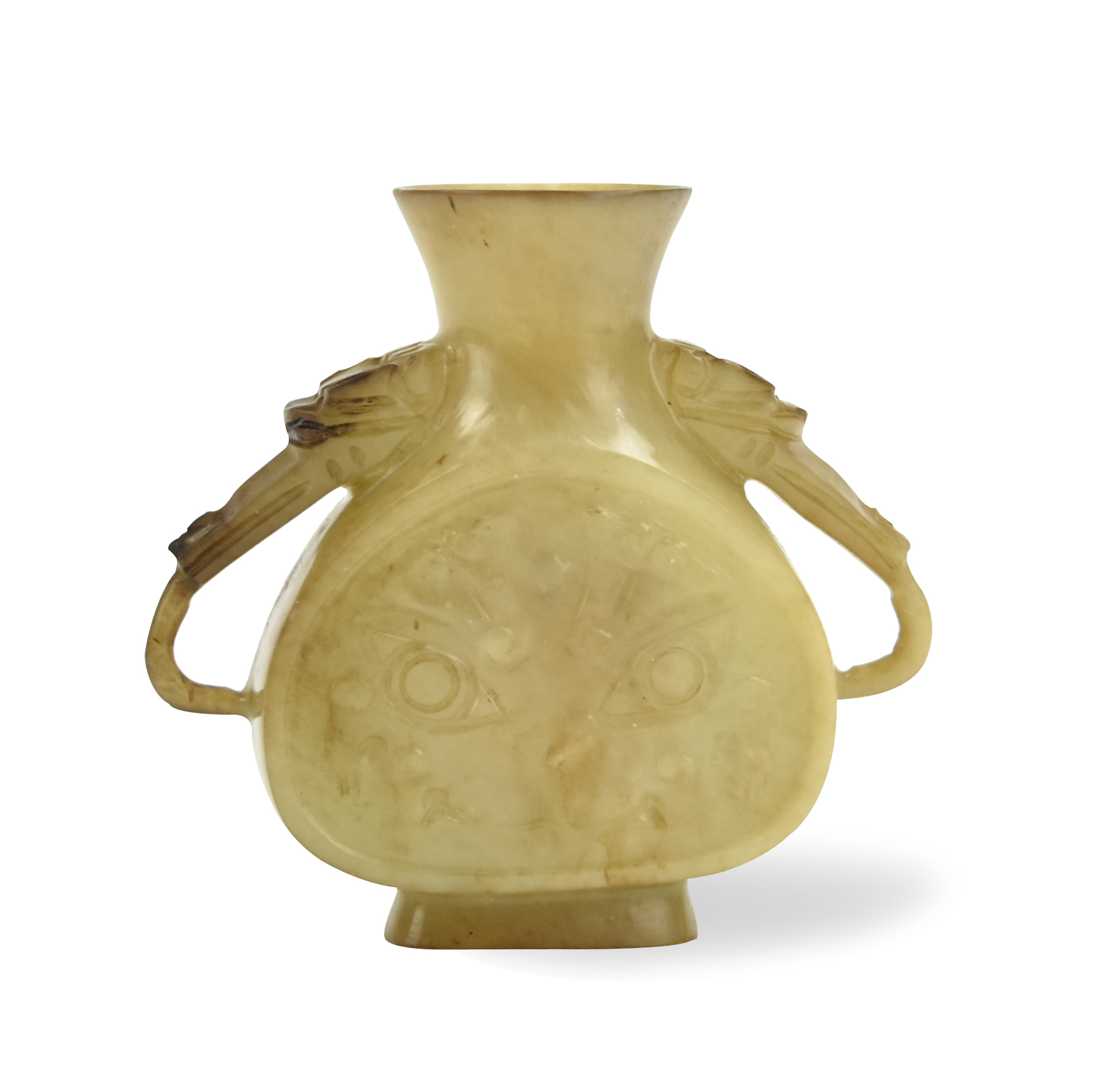 Appraisal: a small jade vase with flared mouth and detailed carving