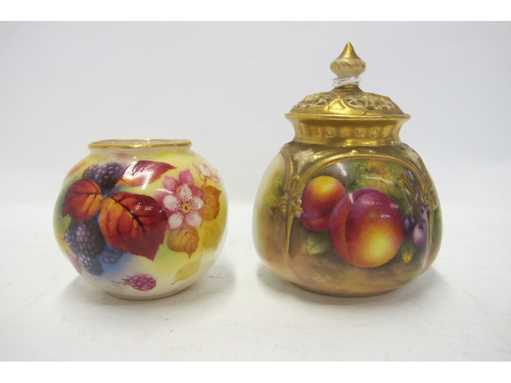 Appraisal: Royal Worcester pot and cover painted with fruit by E