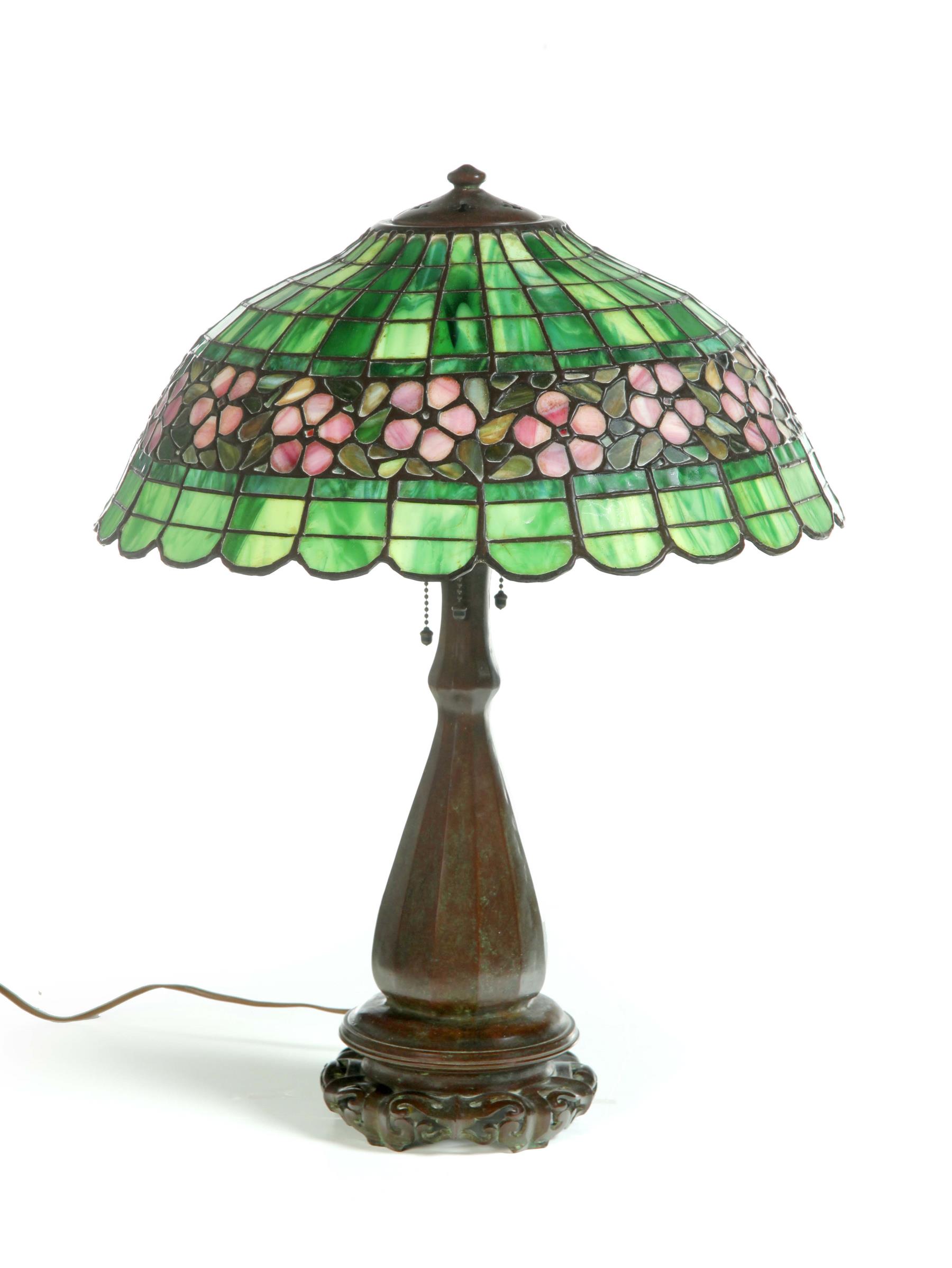 Appraisal: HANDEL LEADED ART GLASS TABLE LAMP American st quarter- th