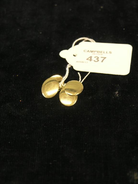 Appraisal: A pair of ct gold cufflinks grams